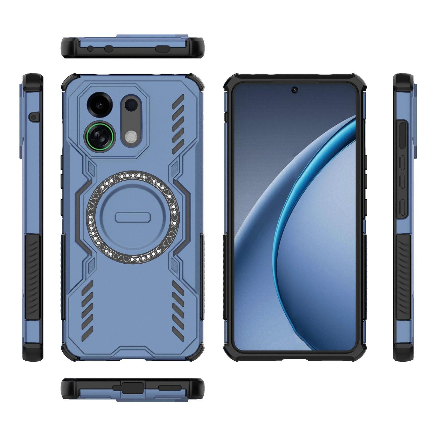 OPPO K13 Turbo 5G Butterfly Armor MagSafe Magnetic Ring Shockproof Protective Phone Case with Stand