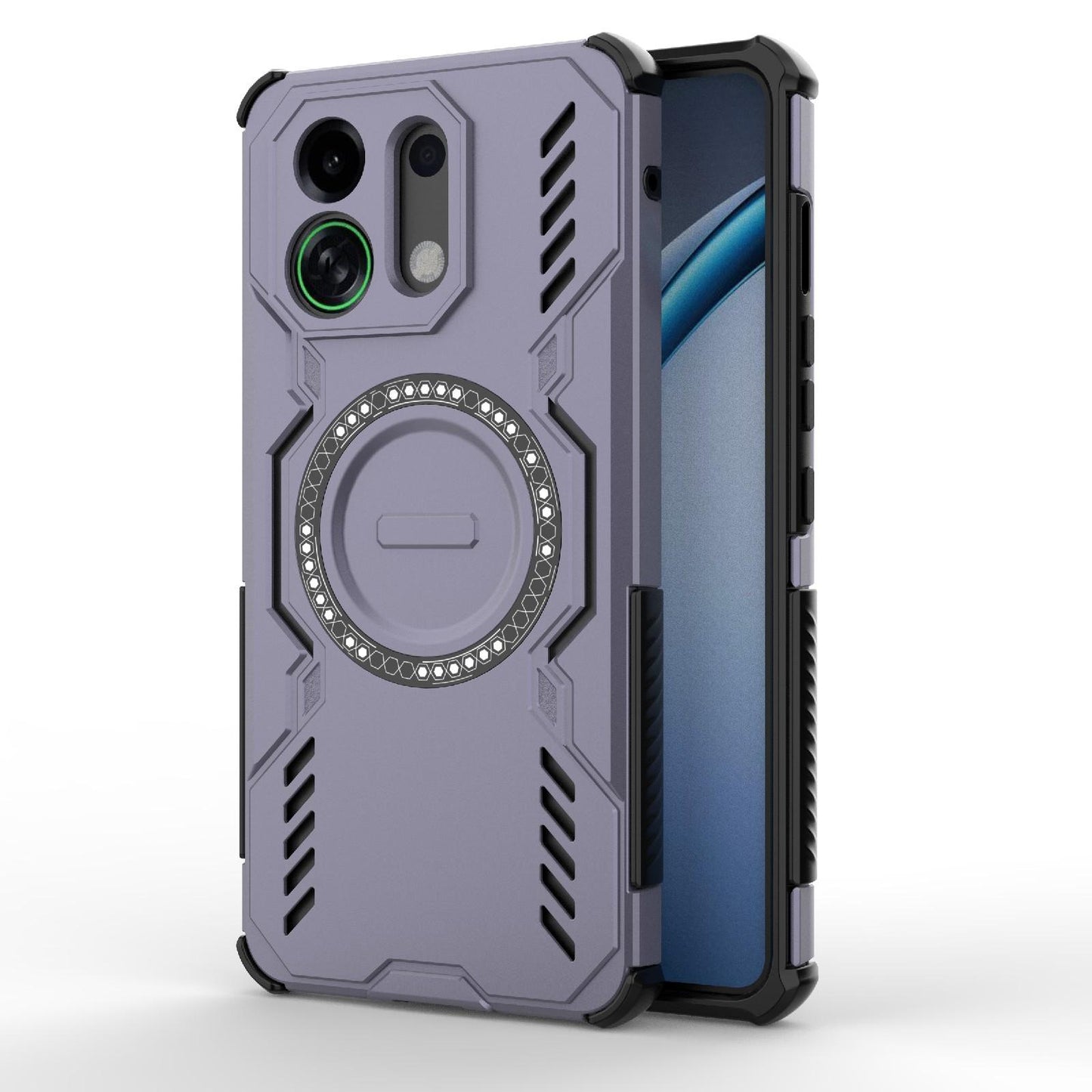 OPPO K13 Turbo 5G Butterfly Armor MagSafe Magnetic Ring Shockproof Protective Phone Case with Stand