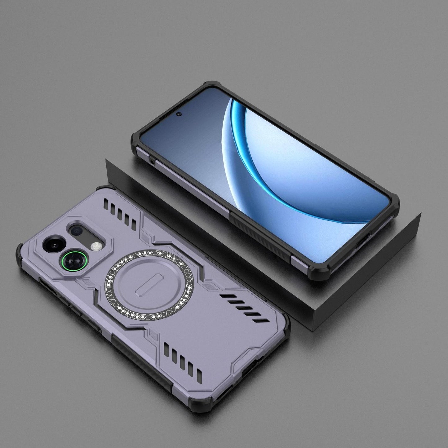 OPPO K13 Turbo 5G Butterfly Armor MagSafe Magnetic Ring Shockproof Protective Phone Case with Stand