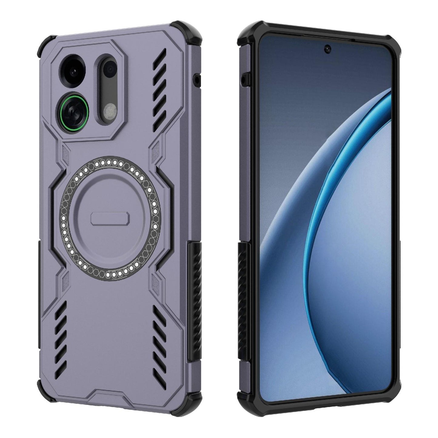 OPPO K13 Turbo 5G Butterfly Armor MagSafe Magnetic Ring Shockproof Protective Phone Case with Stand