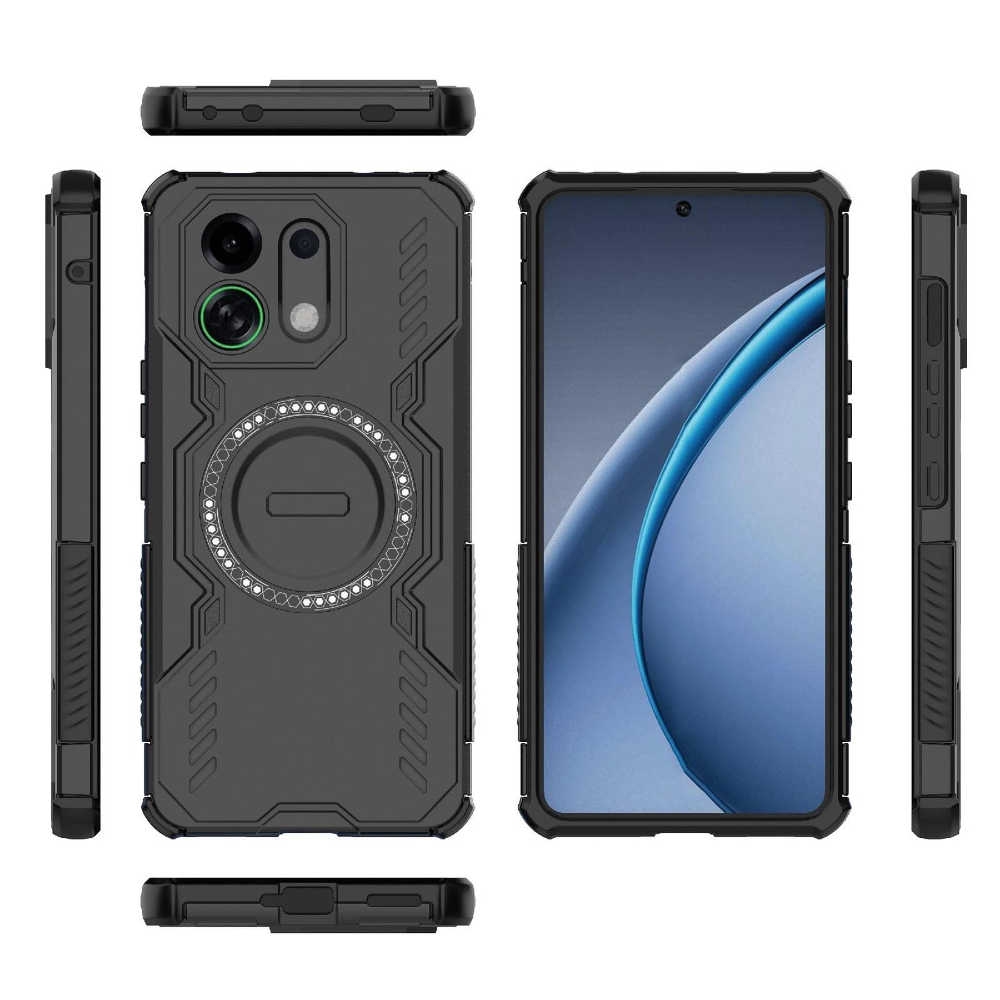 OPPO K13 Turbo 5G Butterfly Armor MagSafe Magnetic Ring Shockproof Protective Phone Case with Stand