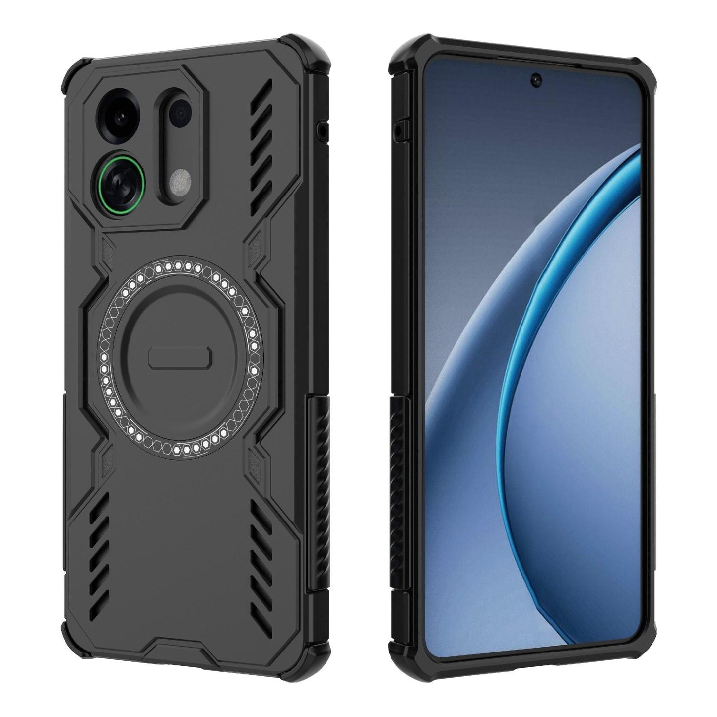 OPPO K13 Turbo 5G Butterfly Armor MagSafe Magnetic Ring Shockproof Protective Phone Case with Stand