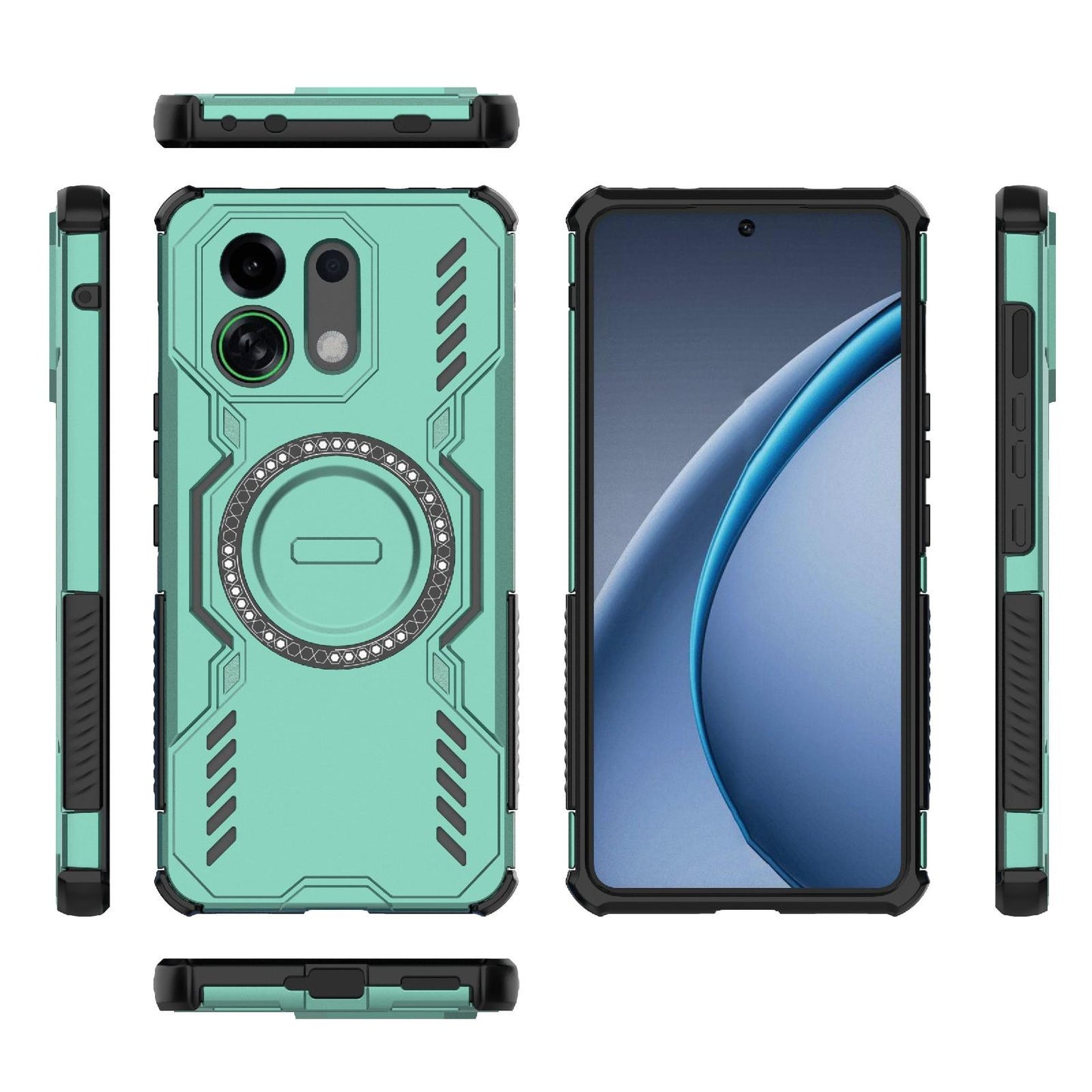 OPPO K13 Turbo 5G Butterfly Armor MagSafe Magnetic Ring Shockproof Protective Phone Case with Stand