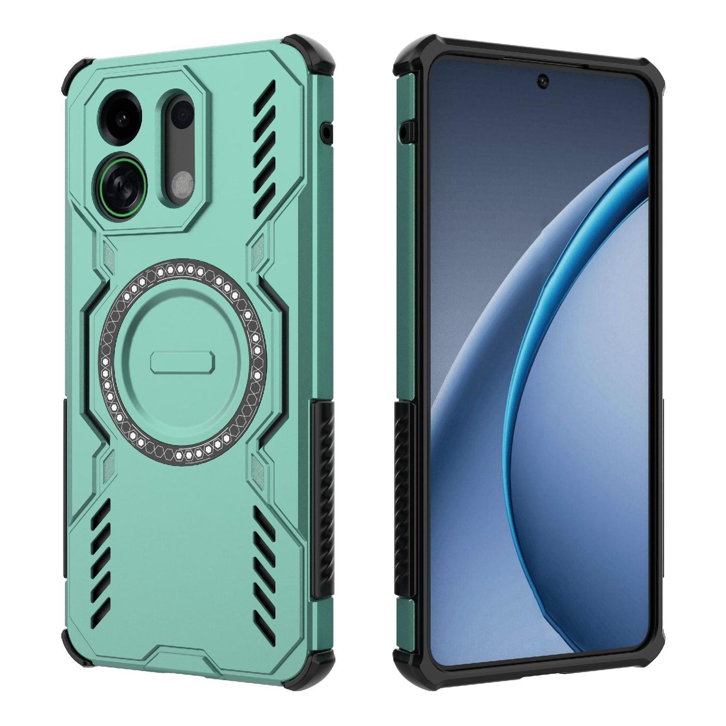 OPPO K13 Turbo 5G Butterfly Armor MagSafe Magnetic Ring Shockproof Protective Phone Case with Stand