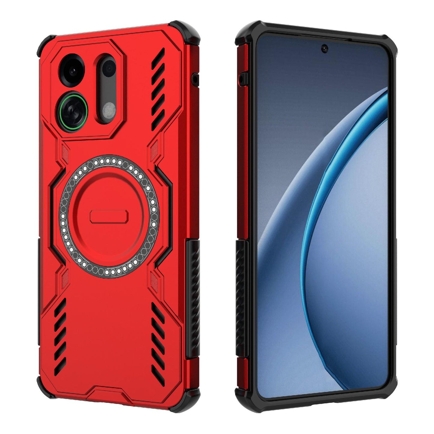 OPPO K13 Turbo 5G Butterfly Armor MagSafe Magnetic Ring Shockproof Protective Phone Case with Stand