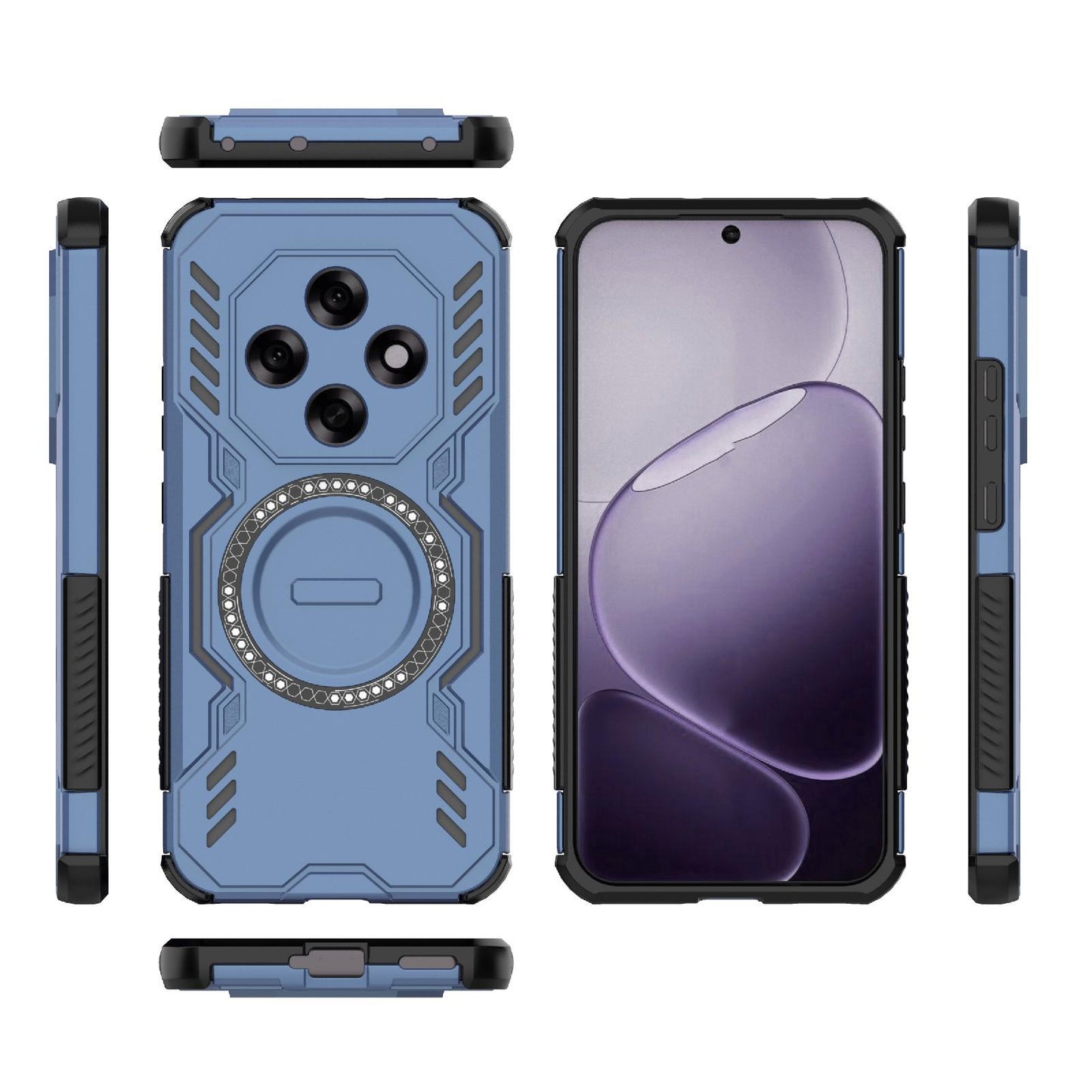 OPPO F31 Pro 5G India Butterfly Armor MagSafe Magnetic Ring Shockproof Protective Phone Case with Stand