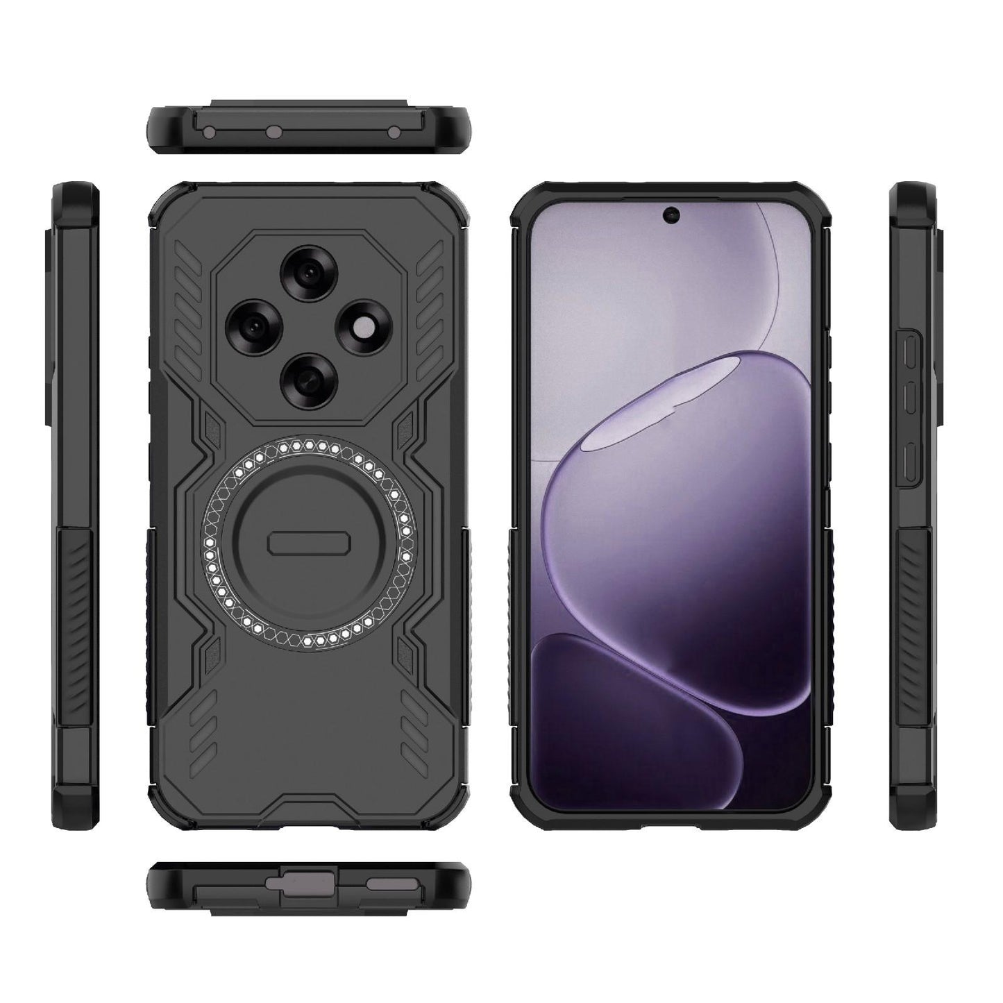 OPPO F31 Pro 5G India Butterfly Armor MagSafe Magnetic Ring Shockproof Protective Phone Case with Stand