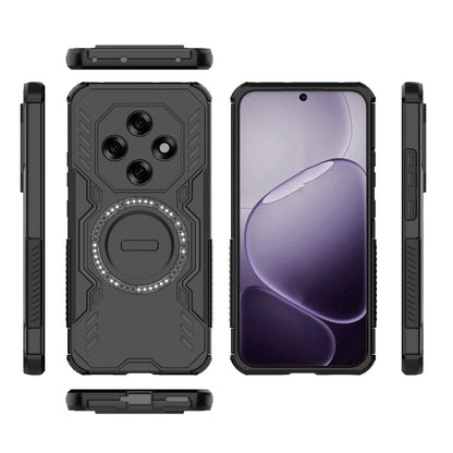 OPPO F31 Pro 5G India Butterfly Armor MagSafe Magnetic Ring Shockproof Protective Phone Case with Stand