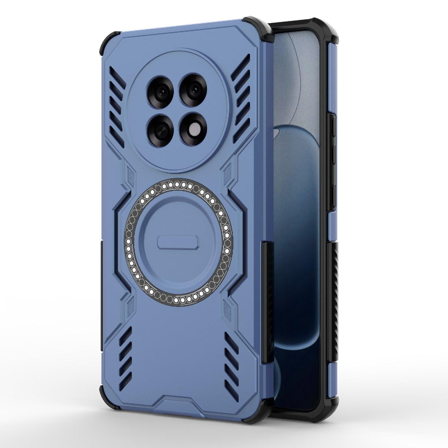 OPPO F31 Pro+ 5G India Butterfly Armor MagSafe Magnetic Ring Shockproof Protective Phone Case with Stand