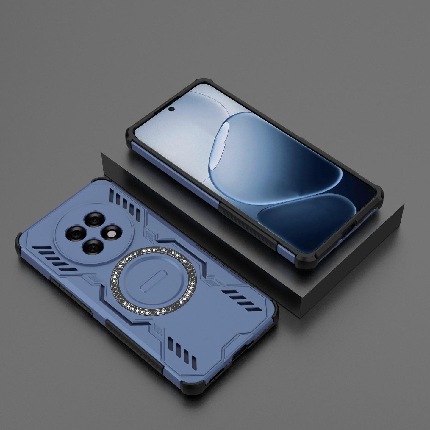 OPPO F31 Pro+ 5G India Butterfly Armor MagSafe Magnetic Ring Shockproof Protective Phone Case with Stand