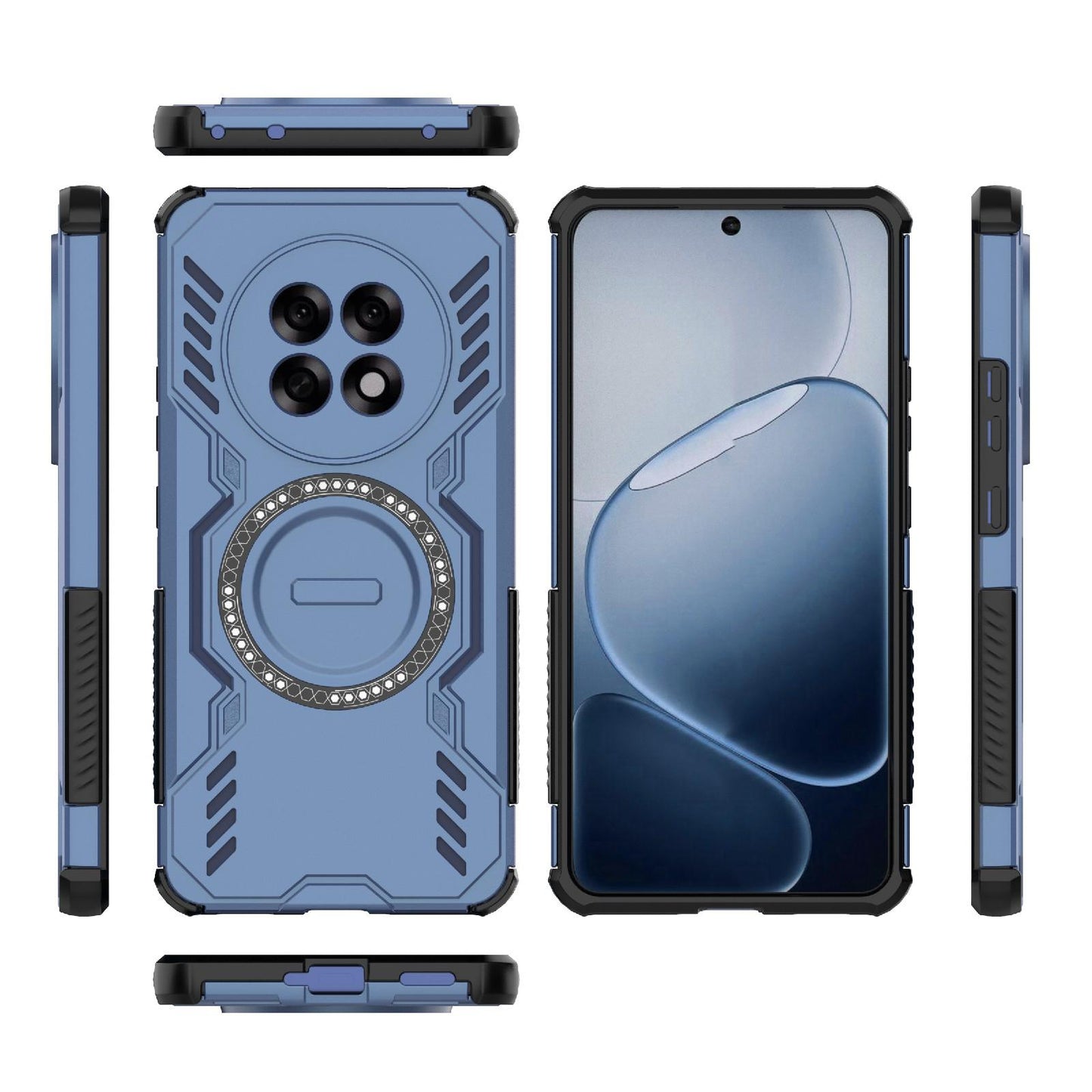 OPPO F31 Pro+ 5G India Butterfly Armor MagSafe Magnetic Ring Shockproof Protective Phone Case with Stand