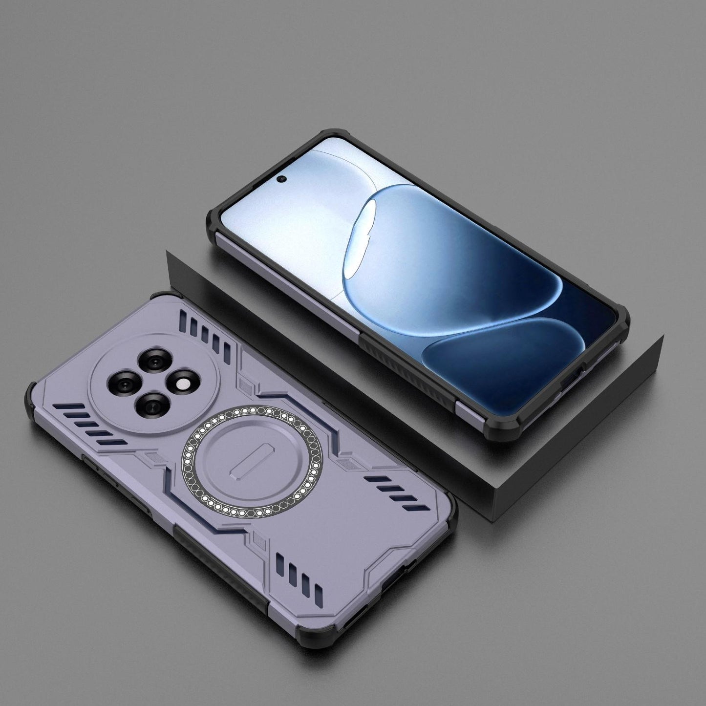 OPPO F31 Pro+ 5G India Butterfly Armor MagSafe Magnetic Ring Shockproof Protective Phone Case with Stand