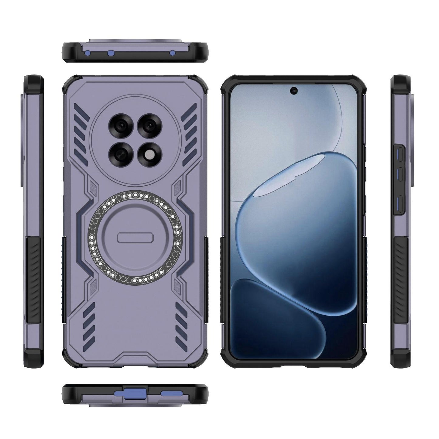 OPPO F31 Pro+ 5G India Butterfly Armor MagSafe Magnetic Ring Shockproof Protective Phone Case with Stand