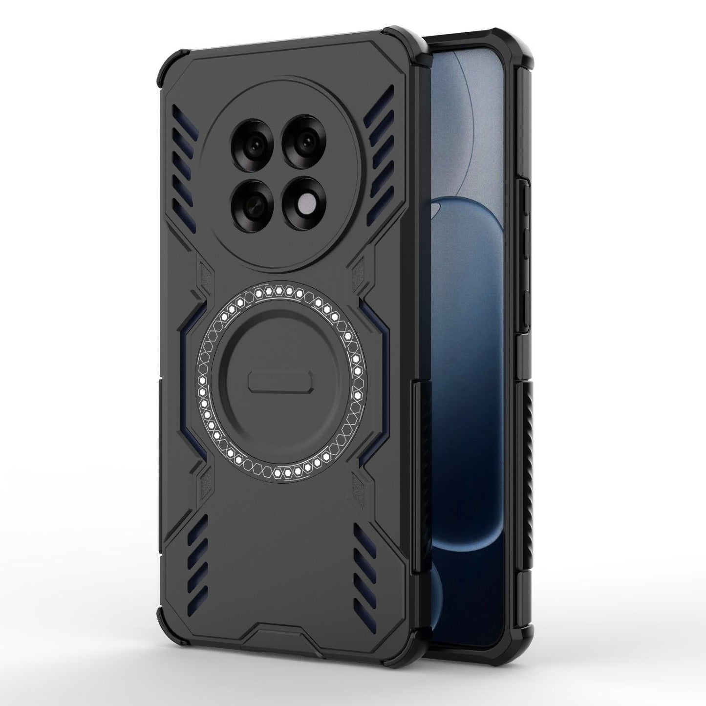 OPPO F31 Pro+ 5G India Butterfly Armor MagSafe Magnetic Ring Shockproof Protective Phone Case with Stand
