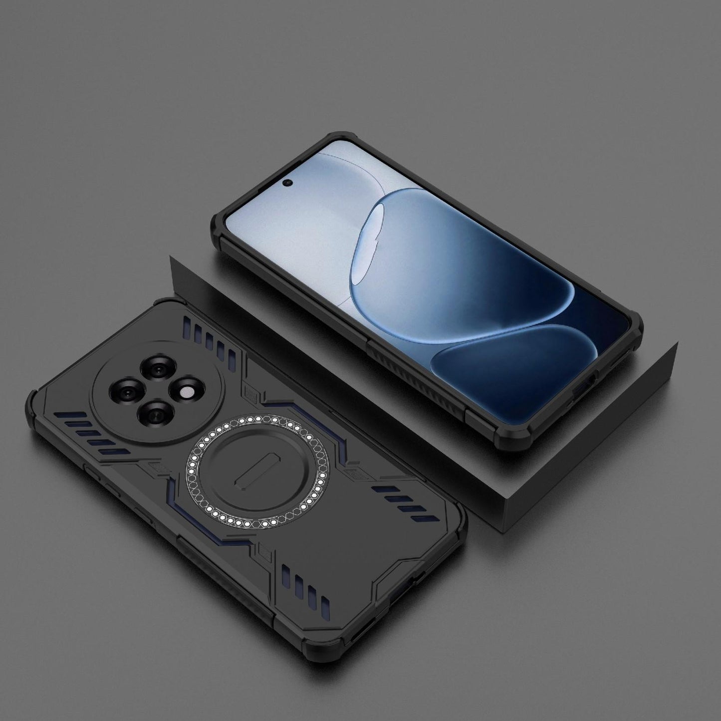 OPPO F31 Pro+ 5G India Butterfly Armor MagSafe Magnetic Ring Shockproof Protective Phone Case with Stand