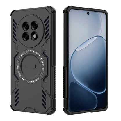 OPPO F31 Pro+ 5G India Butterfly Armor MagSafe Magnetic Ring Shockproof Protective Phone Case with Stand