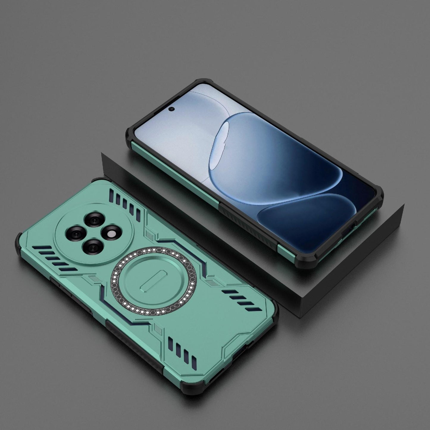 OPPO F31 Pro+ 5G India Butterfly Armor MagSafe Magnetic Ring Shockproof Protective Phone Case with Stand