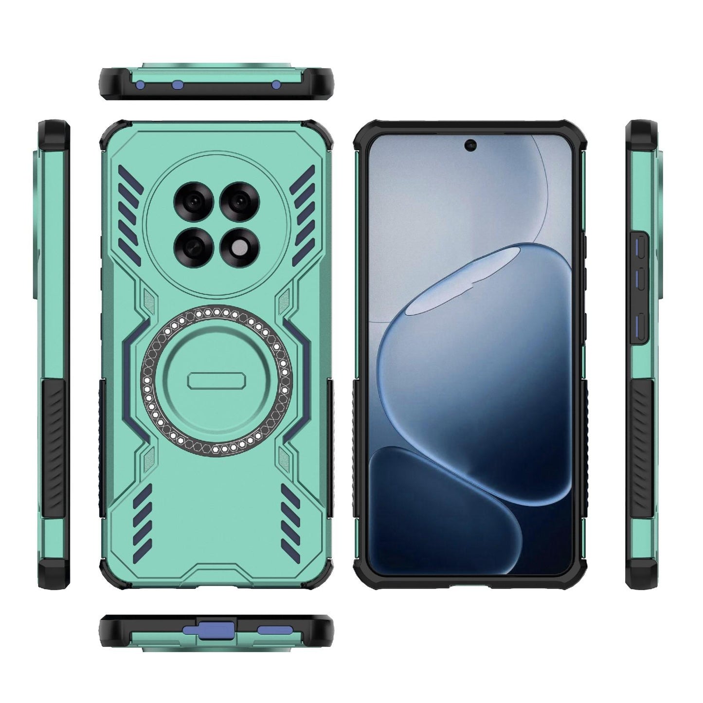 OPPO F31 Pro+ 5G India Butterfly Armor MagSafe Magnetic Ring Shockproof Protective Phone Case with Stand