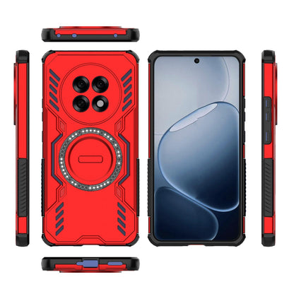 OPPO F31 Pro+ 5G India Butterfly Armor MagSafe Magnetic Ring Shockproof Protective Phone Case with Stand