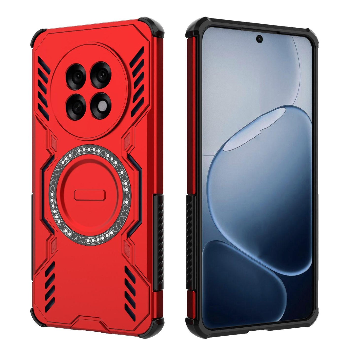 OPPO F31 Pro+ 5G India Butterfly Armor MagSafe Magnetic Ring Shockproof Protective Phone Case with Stand