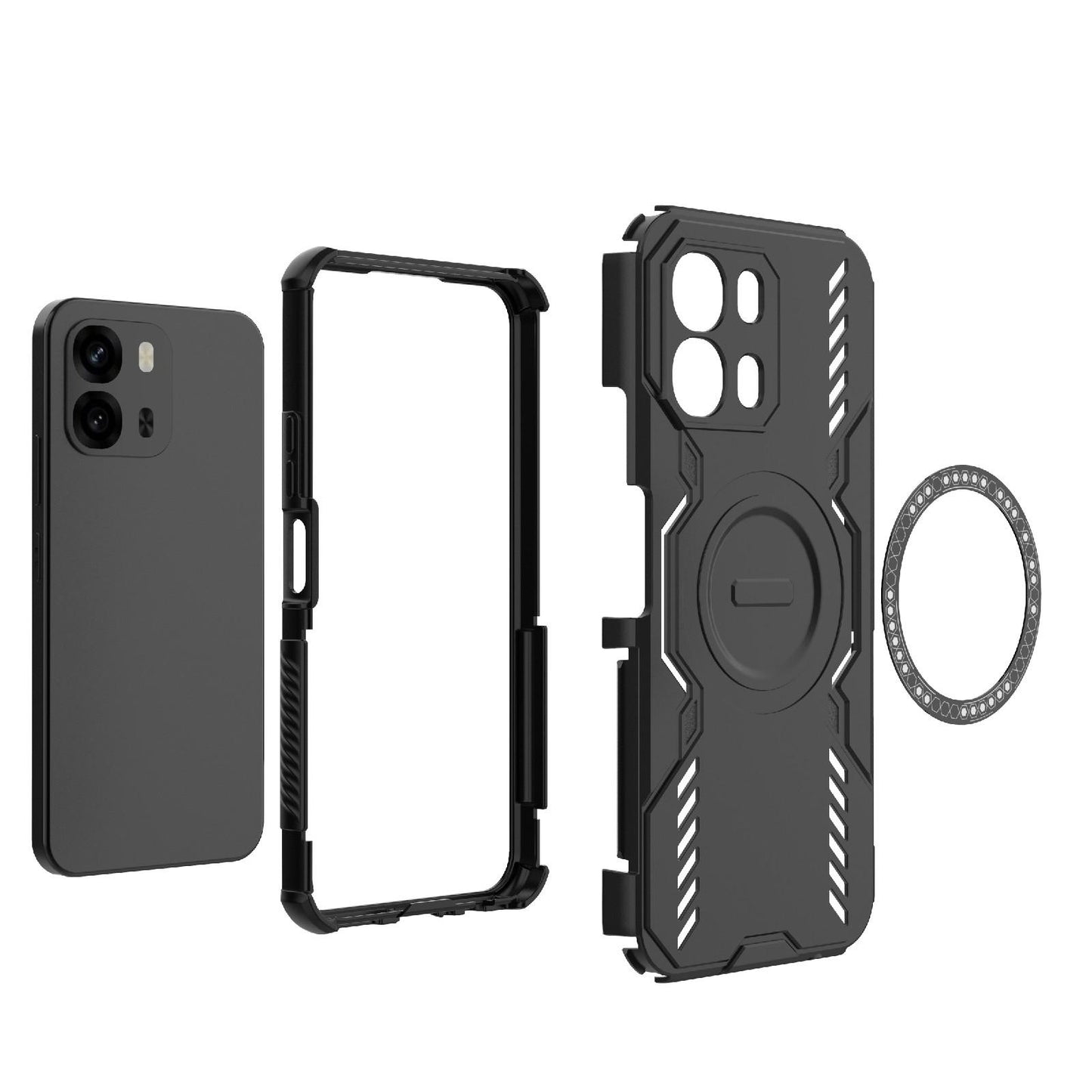 OPPO A6x 5G Butterfly Armor MagSafe Magnetic Ring Shockproof Protective Phone Case with Stand