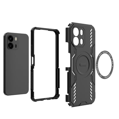 OPPO A6x 5G Butterfly Armor MagSafe Magnetic Ring Shockproof Protective Phone Case with Stand
