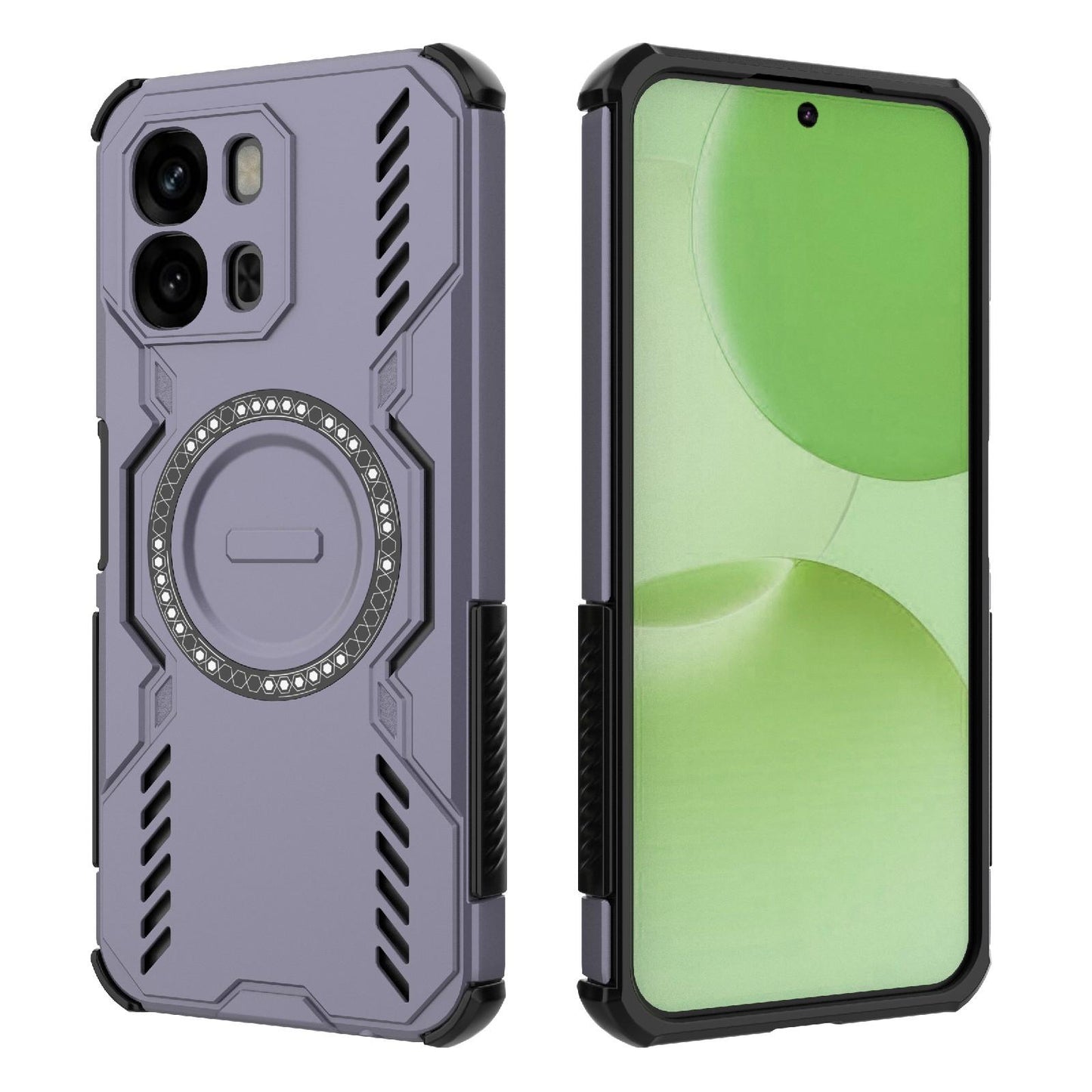 OPPO A6x 5G Butterfly Armor MagSafe Magnetic Ring Shockproof Protective Phone Case with Stand