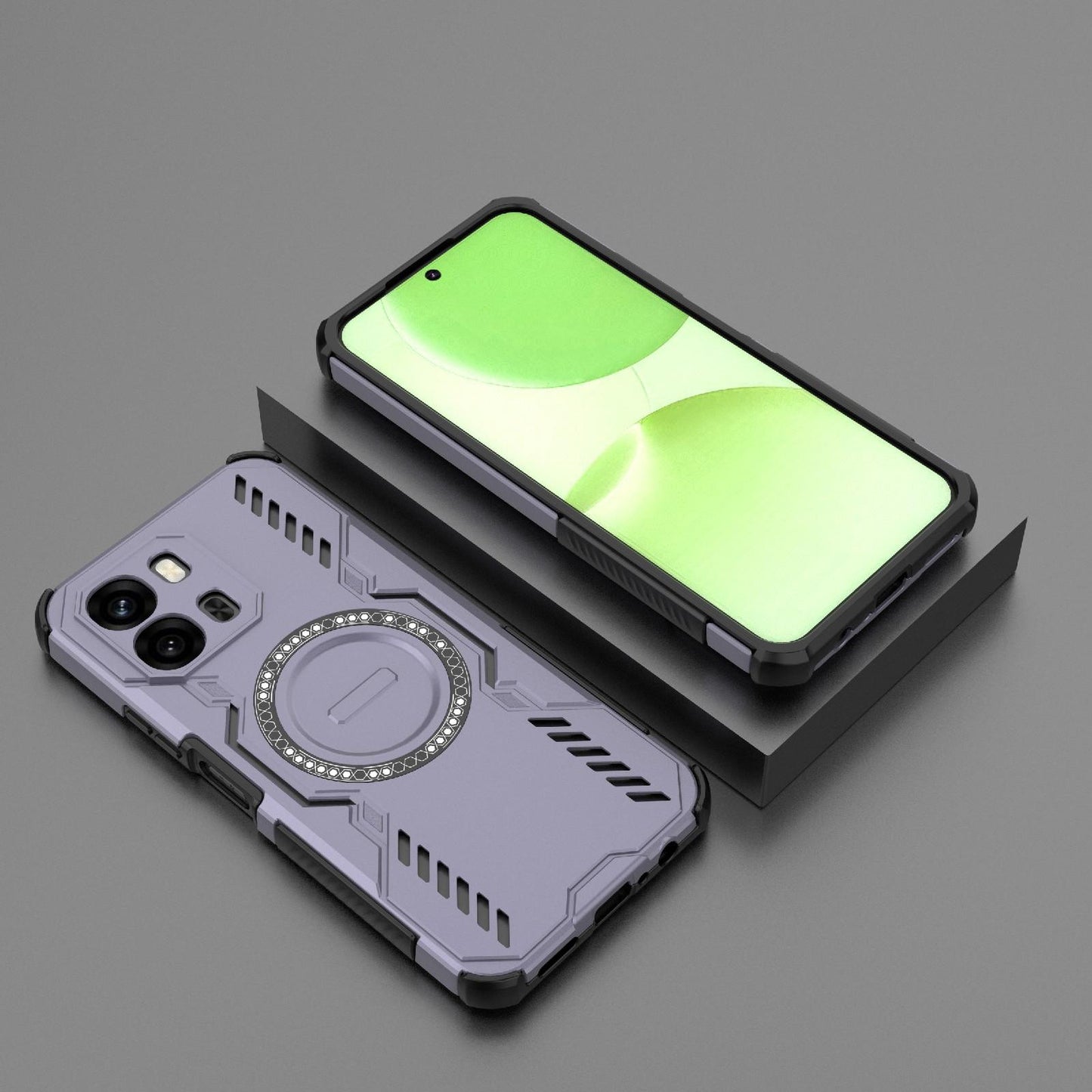 OPPO A6x 5G Butterfly Armor MagSafe Magnetic Ring Shockproof Protective Phone Case with Stand