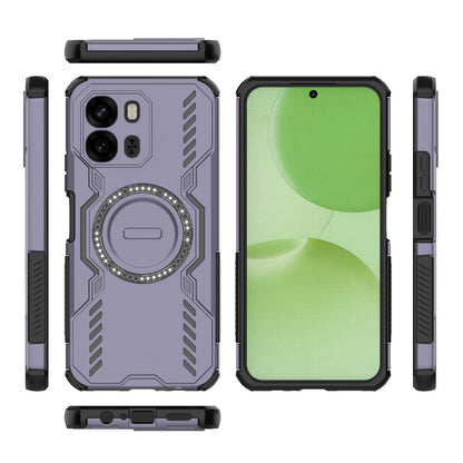 OPPO A6x 5G Butterfly Armor MagSafe Magnetic Ring Shockproof Protective Phone Case with Stand