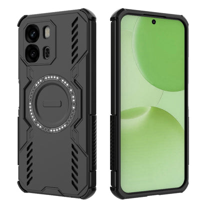 OPPO A6x 5G Butterfly Armor MagSafe Magnetic Ring Shockproof Protective Phone Case with Stand