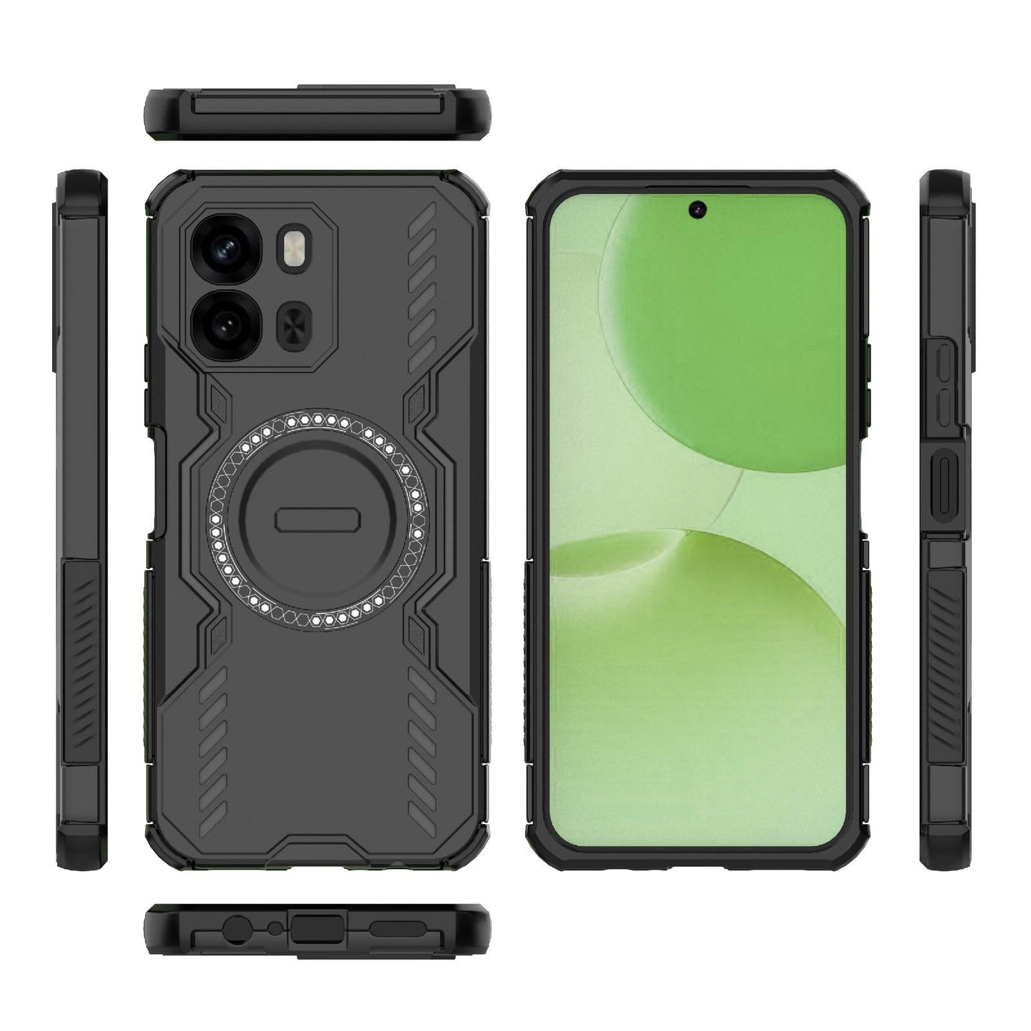 OPPO A6x 5G Butterfly Armor MagSafe Magnetic Ring Shockproof Protective Phone Case with Stand