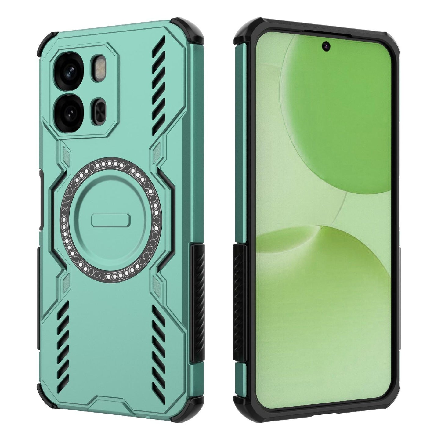 OPPO A6x 5G Butterfly Armor MagSafe Magnetic Ring Shockproof Protective Phone Case with Stand