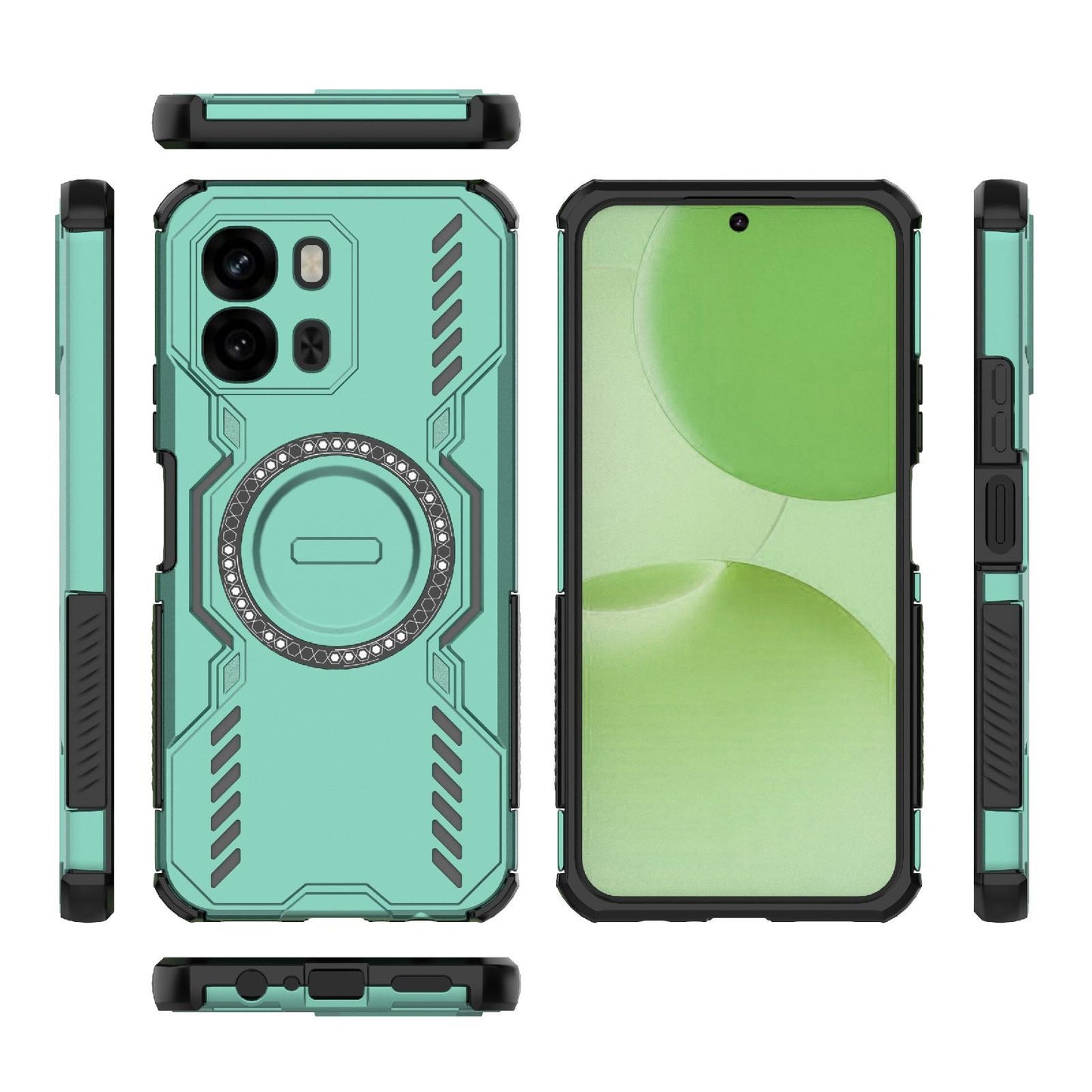 OPPO A6x 5G Butterfly Armor MagSafe Magnetic Ring Shockproof Protective Phone Case with Stand