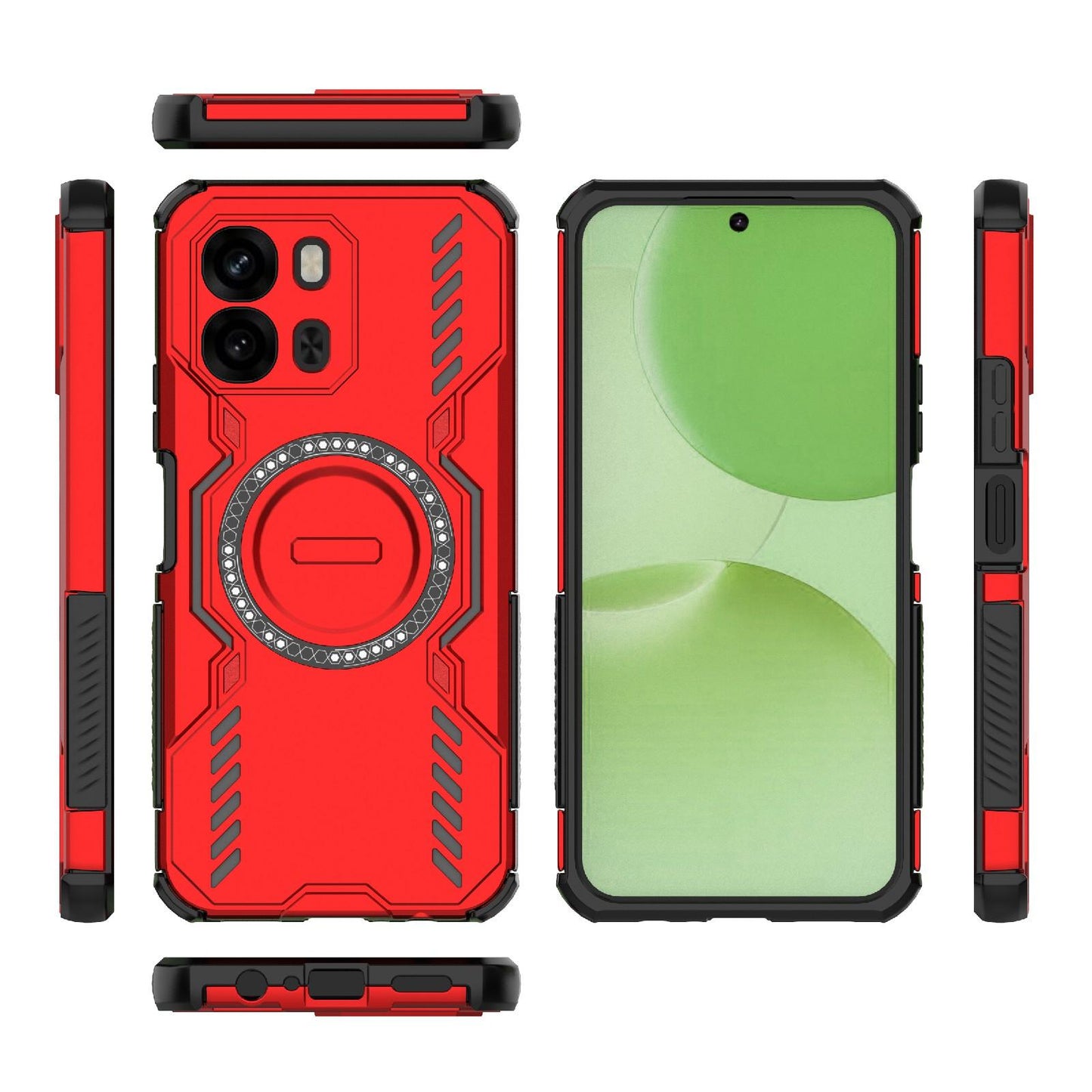 OPPO A6x 5G Butterfly Armor MagSafe Magnetic Ring Shockproof Protective Phone Case with Stand