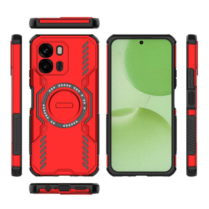 OPPO A6x 5G Butterfly Armor MagSafe Magnetic Ring Shockproof Protective Phone Case with Stand