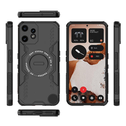 Nothing CMF Phone 2 Pro 5G Butterfly Armor MagSafe Magnetic Ring Shockproof Protective Phone Case with Stand