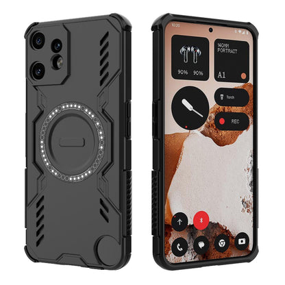 Nothing CMF Phone 2 Pro 5G Butterfly Armor MagSafe Magnetic Ring Shockproof Protective Phone Case with Stand