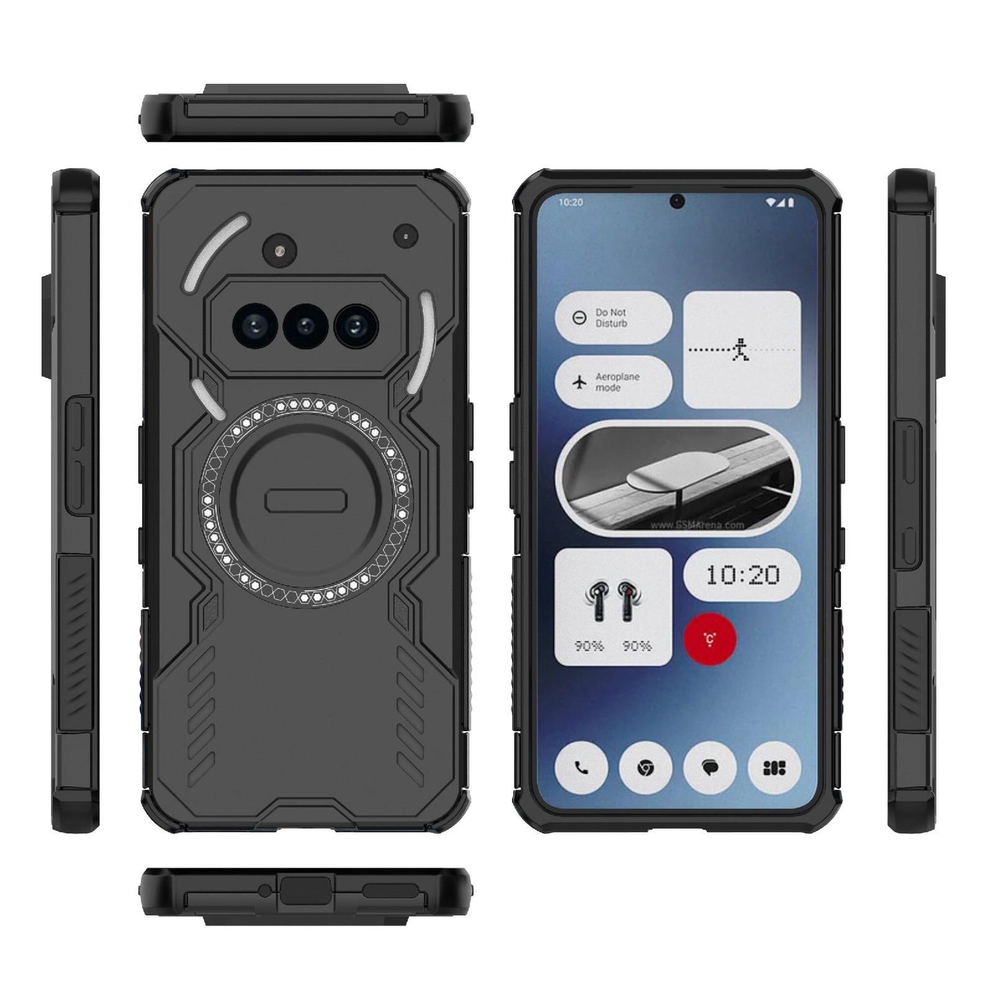 Nothing Phone 3a Butterfly Armor MagSafe Magnetic Ring Shockproof Protective Phone Case with Stand