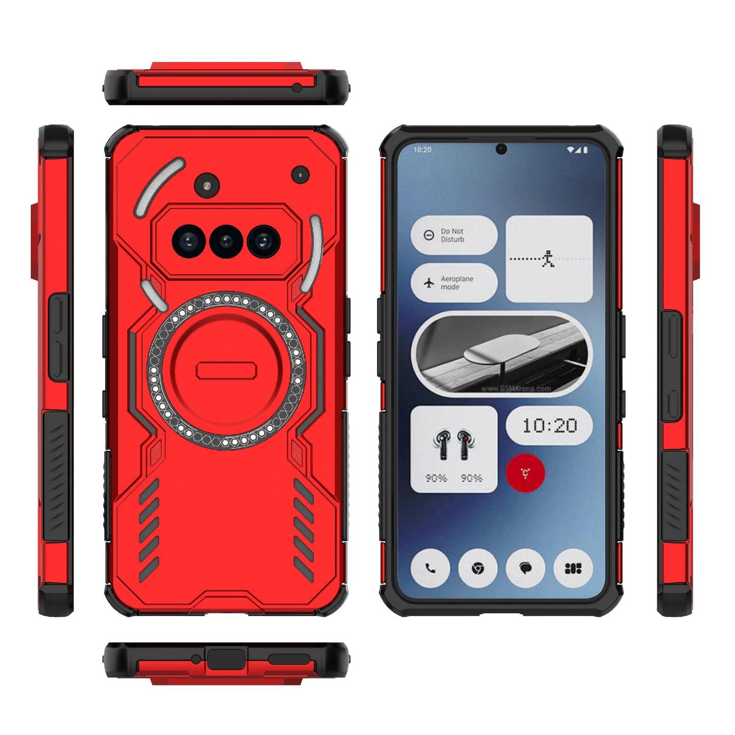 Nothing Phone 3a Butterfly Armor MagSafe Magnetic Ring Shockproof Protective Phone Case with Stand