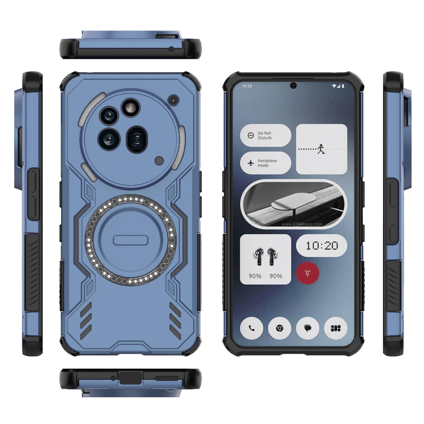 Nothing Phone 3a Pro Butterfly Armor MagSafe Magnetic Ring Shockproof Protective Phone Case with Stand