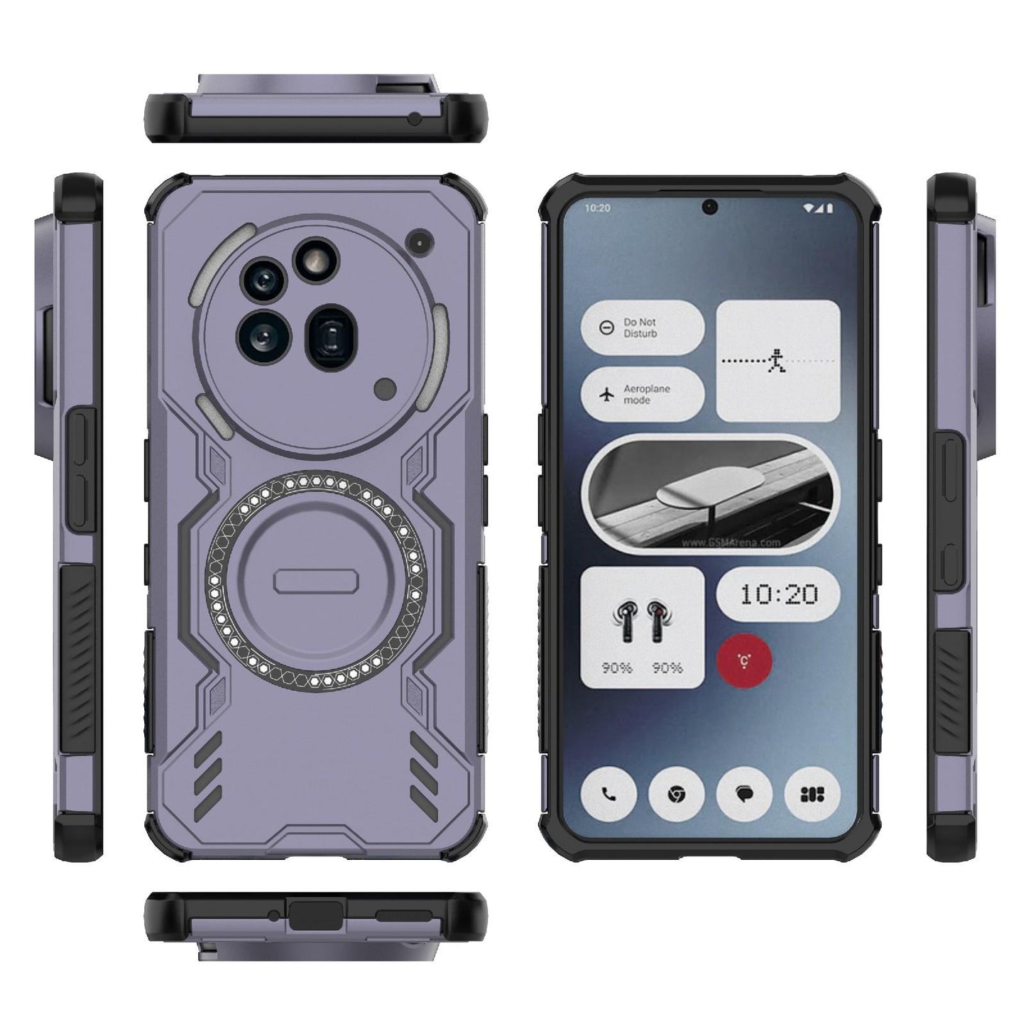Nothing Phone 3a Pro Butterfly Armor MagSafe Magnetic Ring Shockproof Protective Phone Case with Stand
