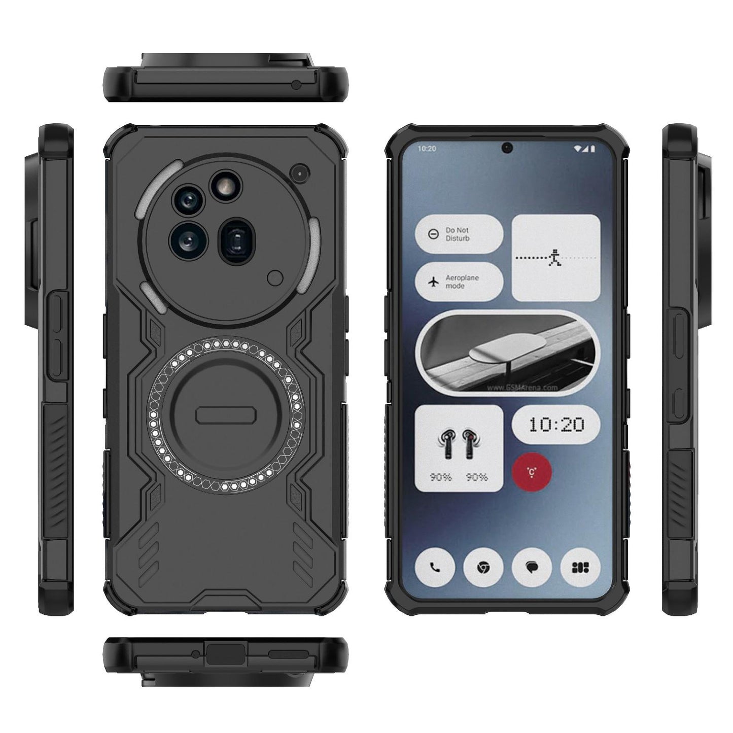 Nothing Phone 3a Pro Butterfly Armor MagSafe Magnetic Ring Shockproof Protective Phone Case with Stand