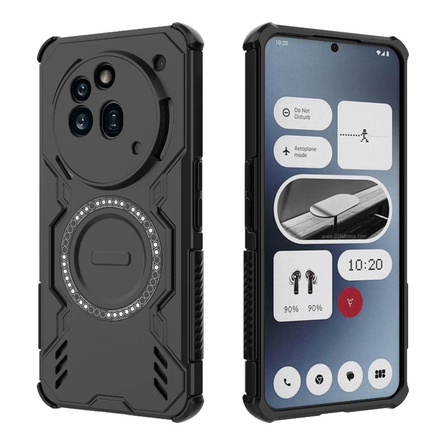 Nothing Phone 3a Pro Butterfly Armor MagSafe Magnetic Ring Shockproof Protective Phone Case with Stand