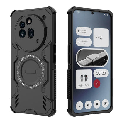 Nothing Phone 3a Pro Butterfly Armor MagSafe Magnetic Ring Shockproof Protective Phone Case with Stand