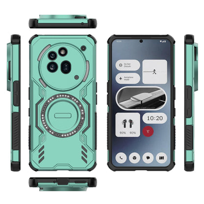 Nothing Phone 3a Pro Butterfly Armor MagSafe Magnetic Ring Shockproof Protective Phone Case with Stand