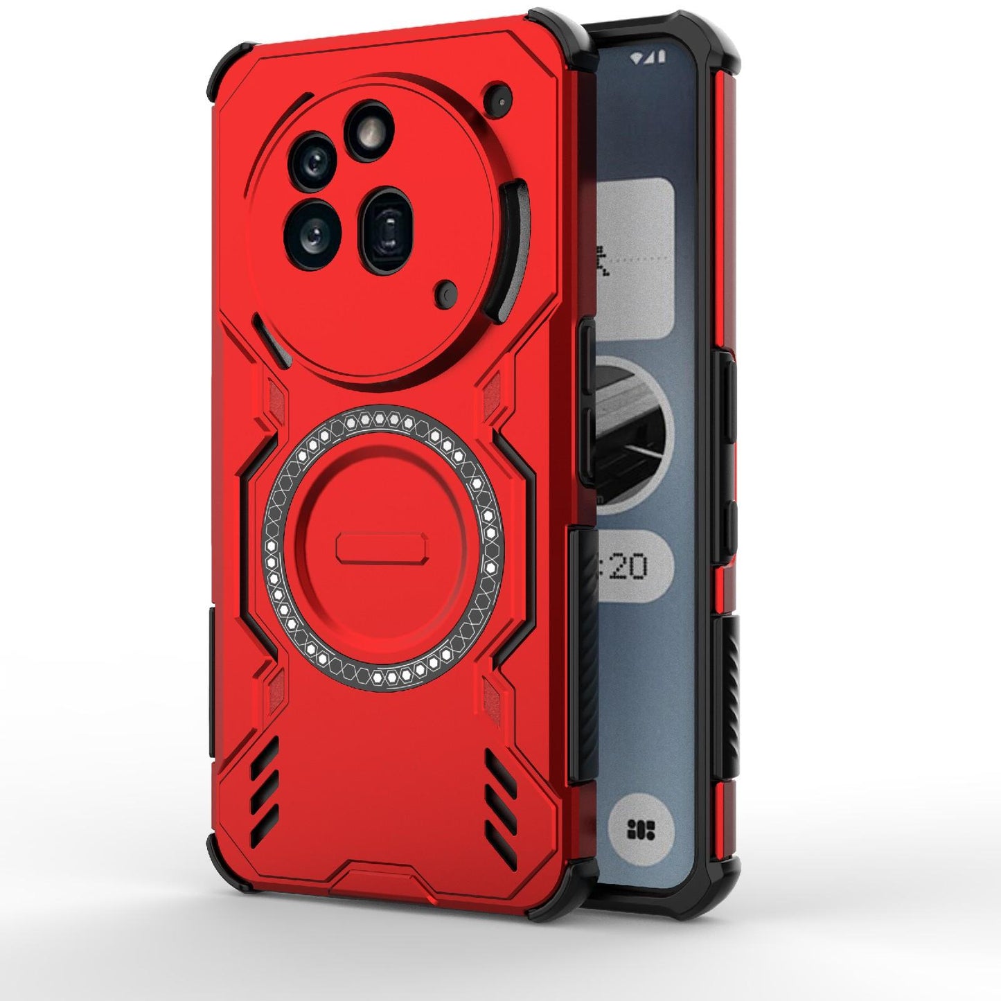 Nothing Phone 3a Pro Butterfly Armor MagSafe Magnetic Ring Shockproof Protective Phone Case with Stand