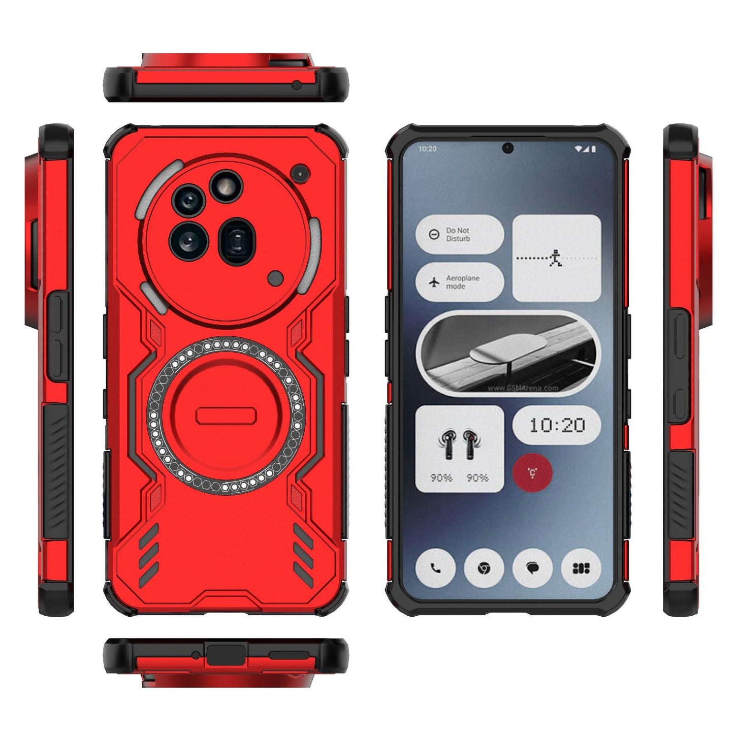 Nothing Phone 3a Pro Butterfly Armor MagSafe Magnetic Ring Shockproof Protective Phone Case with Stand