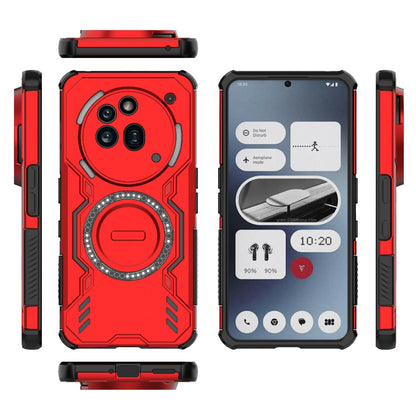 Nothing Phone 3a Pro Butterfly Armor MagSafe Magnetic Ring Shockproof Protective Phone Case with Stand