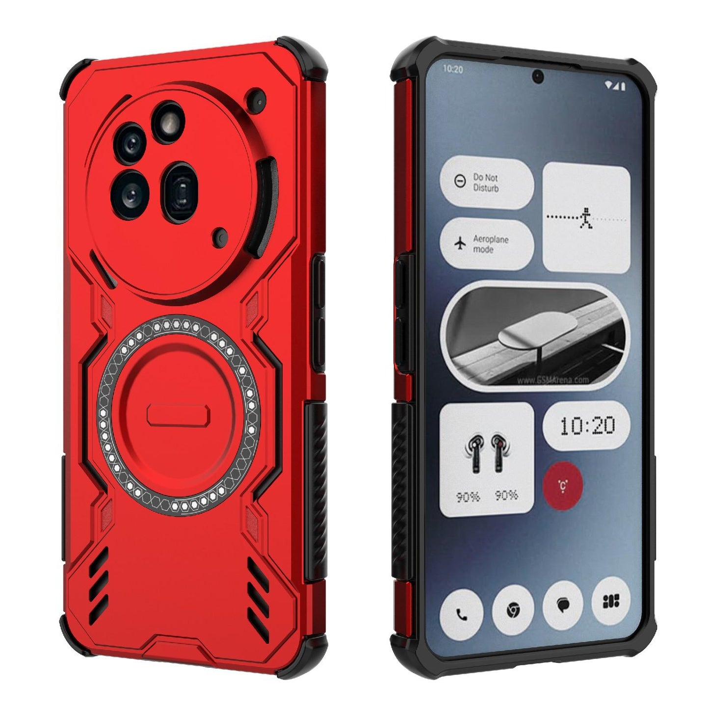Nothing Phone 3a Pro Butterfly Armor MagSafe Magnetic Ring Shockproof Protective Phone Case with Stand