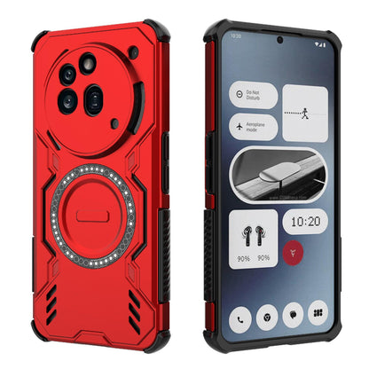 Nothing Phone 3a Pro Butterfly Armor MagSafe Magnetic Ring Shockproof Protective Phone Case with Stand